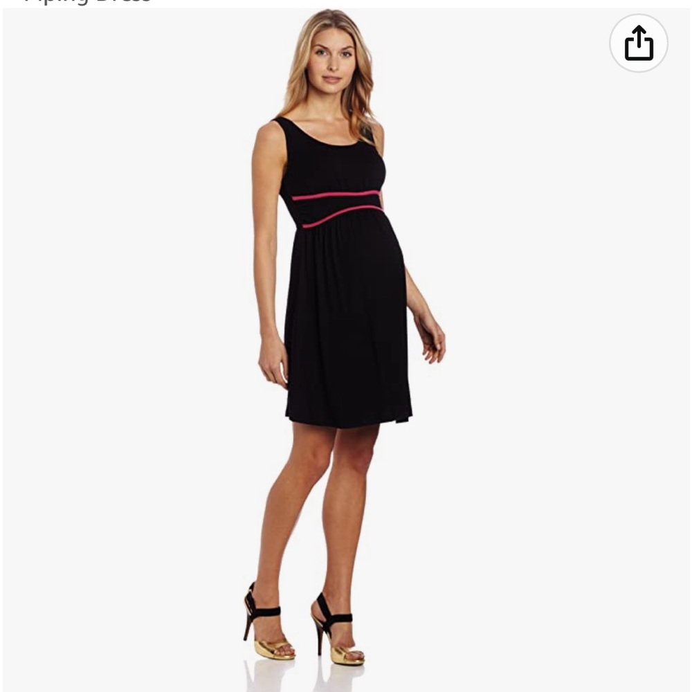 Three Seasons Maternity dress Black dress pink detail sleeveless size XL stretch